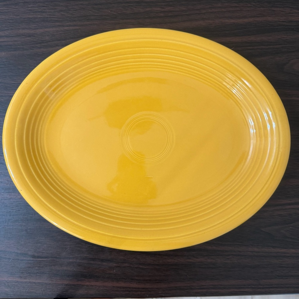 Vintage Fiesta Homer Laughlin Yellow Oval Platter 12.5” Fiesta Serving Plate